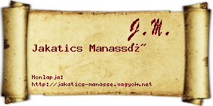Jakatics Manassé névjegykártya